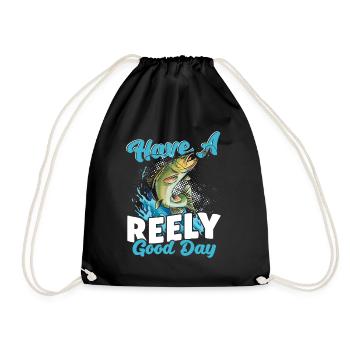 Have a Reely Good Day Fishing Fisherman - Turnbeutel - Schwarz - Vorne