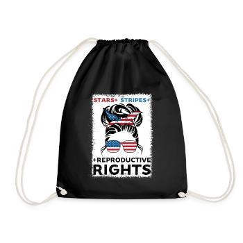 stars stripes reproductive rights pro choice - Drawstring Bag - black - Front