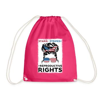 stars stripes reproductive rights pro choice - Drawstring Bag - fuchsia - Front