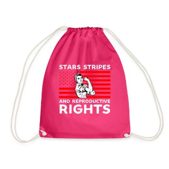 stars stripes reproductive rights pro choice - Drawstring Bag - fuchsia - Front