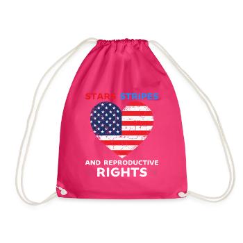 stars stripes reproductive rights pro choice - Drawstring Bag - fuchsia - Front