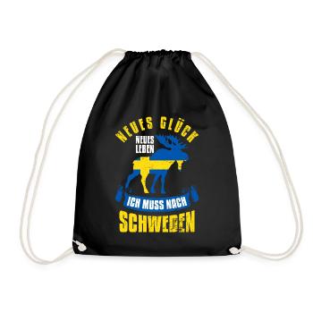 Neues Glück Neues Leben Ich Muss Nach Schweden - Turnbeutel - Schwarz - Vorne