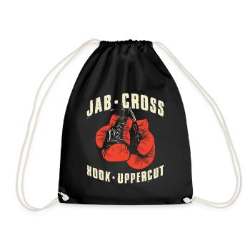 Jab Cross Hook Uppercut Kickboxing Gift - Drawstring Bag - black - Front