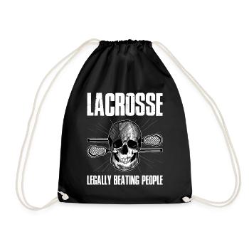 Lacrosse Legally Beating People Lacrosse Gift - Drawstring Bag - black - Front