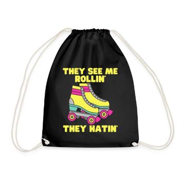Ils me voient rouler qu’ils détestent - drôle de rouleau - Sac de sport léger - noir - Devant