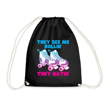 Ils me voient rouler qu’ils détestent - drôle de rouleau - Sac de sport léger - noir - Devant