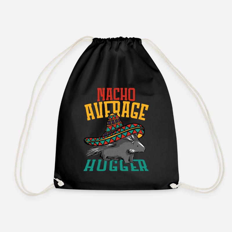 Nacho Average Hugger Porcupine Hedgehog - Drawstring Bag - black