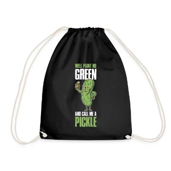 Well Paint Me Green Cucumber Gift - Drawstring Bag - black - Front