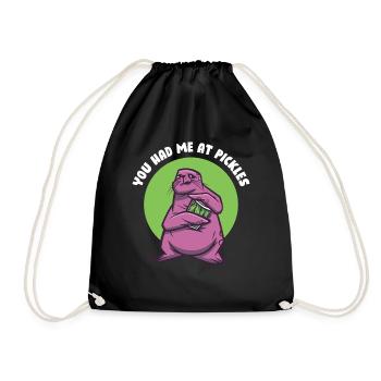 You Had Me At Pickles Cucumber Gift - Drawstring Bag - black - Front