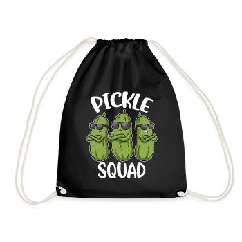 Pickle Squad Cucumber Gift - Drawstring Bag - black - Front