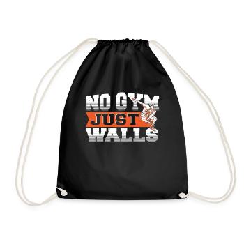 No Gym Just Walls Freerunning Parkour - Drawstring Bag - black - Front