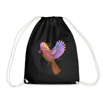 Bunter Fliegender Splash Vogel Rotkardinal - Turnbeutel - Schwarz - Vorne