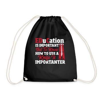 L’éducation est importante pour la chasse aux collectionneurs de couteaux - Sac de sport léger - noir - Devant