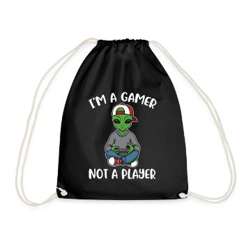 I Am A Gamer Zocker Geschenk - Turnbeutel - Schwarz - Vorne