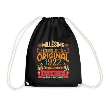 Millésime Né(e) Septembre 1922 Cadeau Anniversaire - Sac de sport léger - noir - Devant