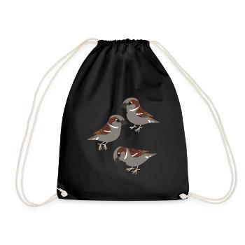 Colorful Splash Flying Bird Sparrow - Drawstring Bag - black - Front