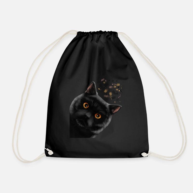 Neugierige Schwarze Britisch Kurzhaar Katze - Turnbeutel - Schwarz
