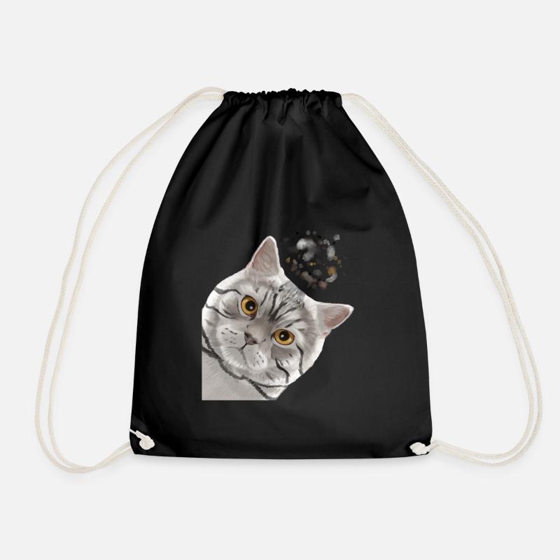 Neugierige Tabby Britisch Kurzhaar Katze - Turnbeutel - Schwarz