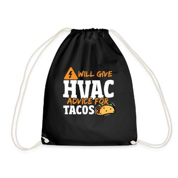 Will Give Hvac Advice For Tacos HVAC Technician - Drawstring Bag - black - Front