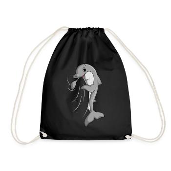 Delfine Kinder Mädchen Jungen Delfin - Turnbeutel - Schwarz - Vorne