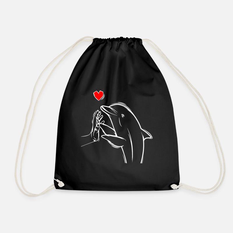 Delfin Damen Kinder Mädchen Delfine - Turnbeutel - Schwarz