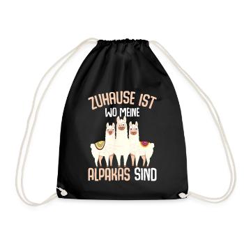 Zuhause ist wo meine Alpakas sind Kinder Lama - Turnbeutel - Schwarz - Vorne