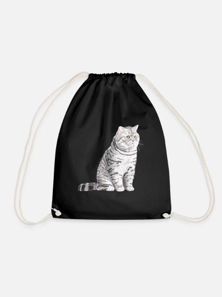 Sitzende Spotted Britisch Kurzhaar Katze - Turnbeutel - Schwarz