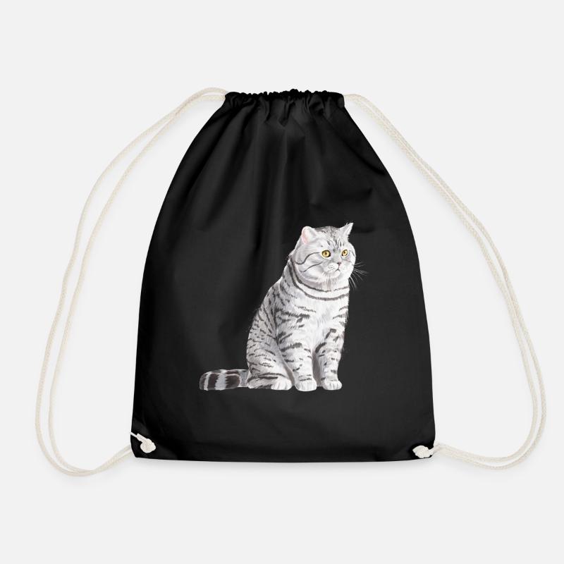 Sitzende Spotted Britisch Kurzhaar Katze - Turnbeutel - Schwarz