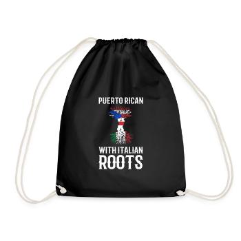 Puerto Rican With Italian Roots Puerto Rico Italy - Drawstring Bag - black - Front