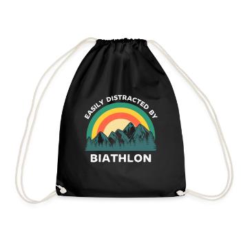 Easily distracted by Biathlon - Drawstring Bag - black - Front