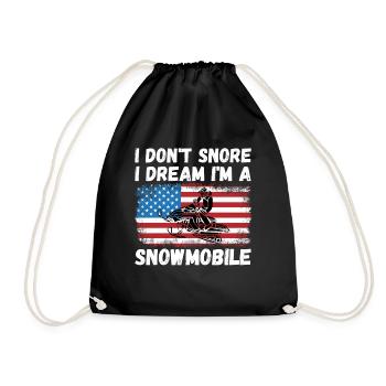 I dont snore i dream im a snowmobile - Drawstring Bag - black - Front