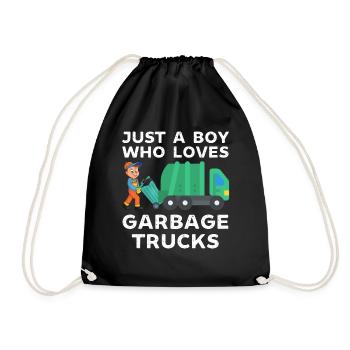 Just a boy who loves garbage trucks - Drawstring Bag - black - Front