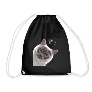 Funny Curious Colourpoint British Shorthair Cat - Drawstring Bag - black - Front