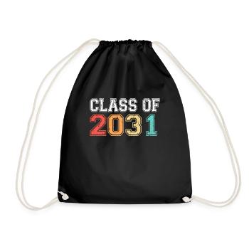 Class Of 2031 Graduation Retro Vintage - Drawstring Bag - black - Front