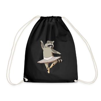 Funny Ballet Dancer Ballerina Raccoon - Drawstring Bag - black - Front