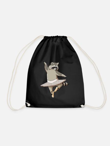 Lustiger Ballett Ballerina Waschbär - Turnbeutel - Schwarz
