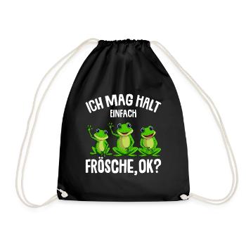 Frosch Ich mag halt Frösche Damen Mädchen Kinder - Turnbeutel - Schwarz - Vorne