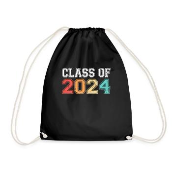 Class Of 2024 Graduation Retro Vintage - Drawstring Bag - black - Front