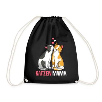 Katzenmama Katzen Mama Katze Damen - Turnbeutel - Schwarz - Vorne
