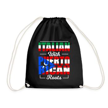Italian With Puerto Rican Roots Puerto Rico Italy - Drawstring Bag - black - Front