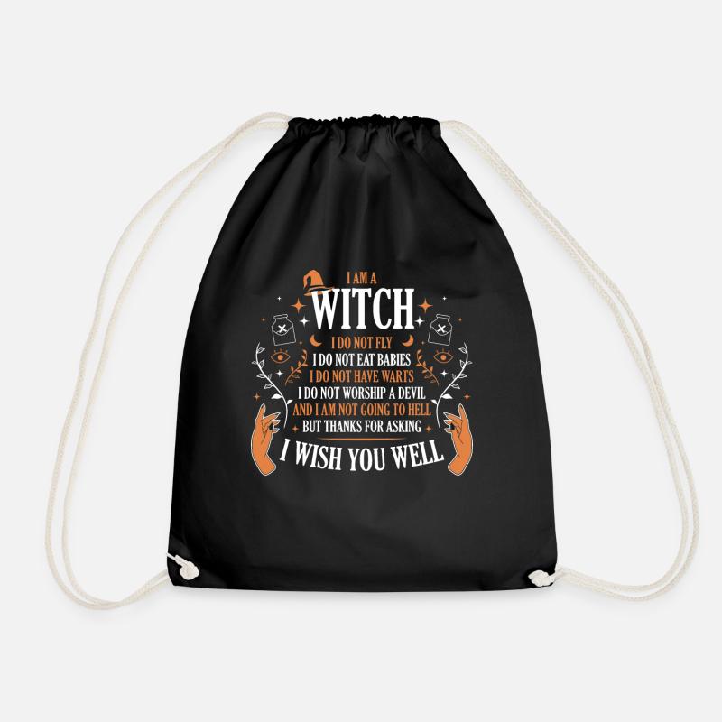 I Am A Witch Wicca Gift - Drawstring Bag - black