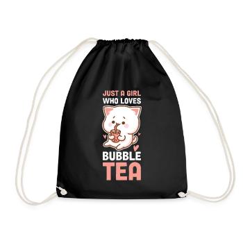 Just A Girl Who Loves Bubble Tea Boba Gift - Drawstring Bag - black - Front
