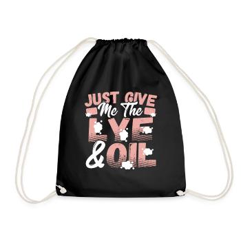 Just Give Me The Lye & Oil Soap Making Soap - Drawstring Bag - black - Front
