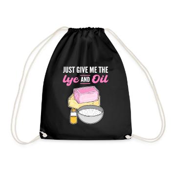 Just Give Me The Lye & Oil Soap Making Soap - Drawstring Bag - black - Front