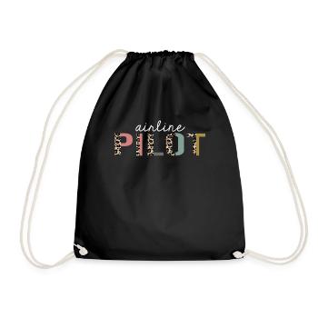Airline Pilot Leopard Print lustiges Geschenk - Turnbeutel - Schwarz - Vorne