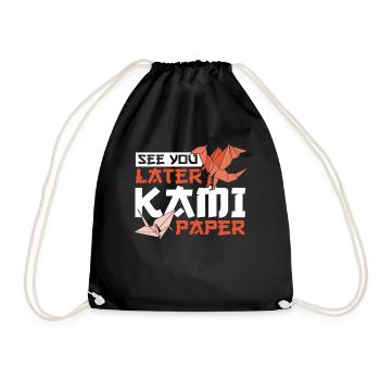 See You Later Kami Paper Origami Paper Folding - Drawstring Bag - black - Front
