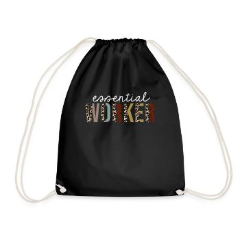 Essential Worker Leopard Print Funny Gift - Drawstring Bag - black - Front
