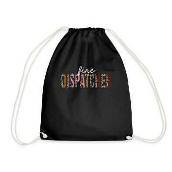 Fire Dispatcher Leopard Print Funny Gift - Drawstring Bag - black - Front