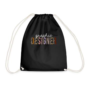 Graphic Designer Leopard Print Funny Gift - Drawstring Bag - black - Front