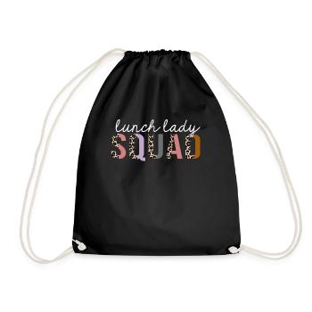 Lunch Lady Squad Leopard Print Funny Gift - Drawstring Bag - black - Front